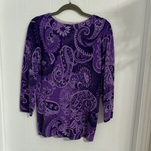 Talbots Purple Floral Long Sleeve Top